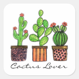 Cactus Waterverf in potten Vierkante Sticker