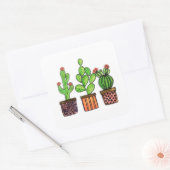 Cactus Waterverf in potten Vierkante Sticker (Envelop)