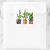 Cactus Waterverf in potten Vierkante Sticker (Tas)