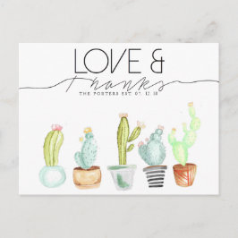 Cactus Waterverf | Liefde & Bedankt Briefkaart
