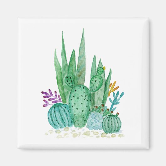 Cactus, waterverf magneet (Voorkant)
