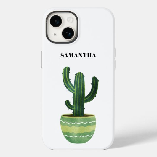 Cactus Waterverf Name Case-Mate iPhone Case (Achterkant)