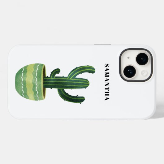 Cactus Waterverf Name Case-Mate iPhone Case (Achterkant (horizontaal))