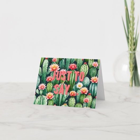 Cactus waterverf Opgevouwen Dank u kaart (Voorkant)