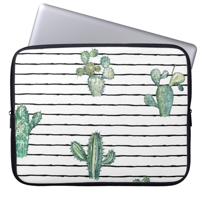 Cactus Waterverf:  pentekening. Laptop Sleeve (Voorkant)
