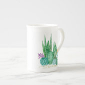 Cactus, waterverf porselein kop (Voorkant rechts)