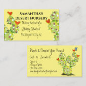 Cactus Waterverf Rood Hart Bloemen Gele Woestijn Visitekaartje (Voorkant / Achterkant)