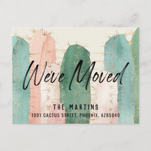 Cactus Waterverf Roze Bewegende Aankondiging (Voorkant)