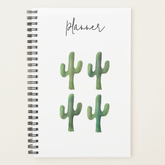 Cactus Waterverf Spiraalplanner 5.5 x 8.5 Planner (Voorkant)