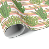 Cactus waterverf, streep achtergrond, naadloos dee cadeaupapier (Rol Hoek)