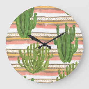 Cactus waterverf, streep achtergrond, naadloos dee grote klok