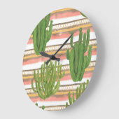 Cactus waterverf, streep achtergrond, naadloos dee grote klok (Hoek)