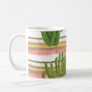 Cactus waterverf, streep achtergrond, naadloos dee koffiemok