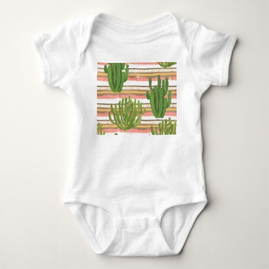 Cactus waterverf, streep achtergrond, naadloos dee romper (Voorkant)
