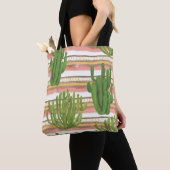 Cactus waterverf, streep achtergrond, naadloos dee tote bag (Dichtbij)