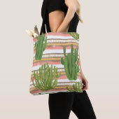 Cactus waterverf, streep achtergrond, naadloos dee tote bag (Dichtbij)