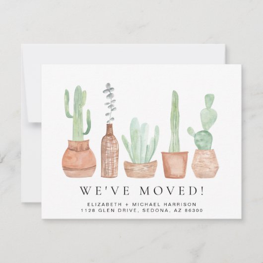 Cactus Waterverf We verhuisden de aankondiging (Voorkant)