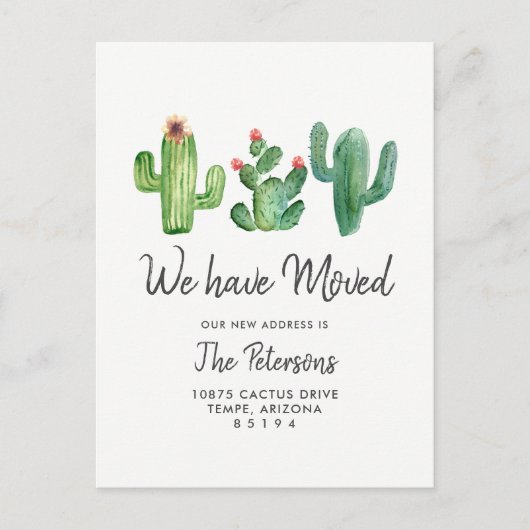 Cactus We hebben verhuisd Aankondiging Briefkaart (Voorkant)