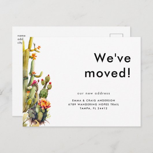 Cactus We zijn verhuisd Briefkaart (Voorkant / Achterkant)