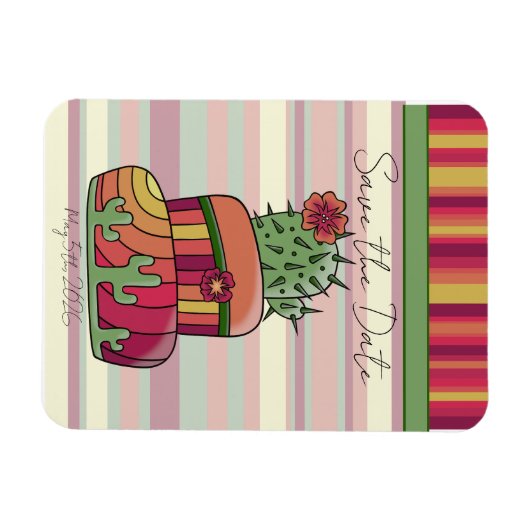 Cactus Wedding Cake "Save the Date" Magneet (Horizontaal)