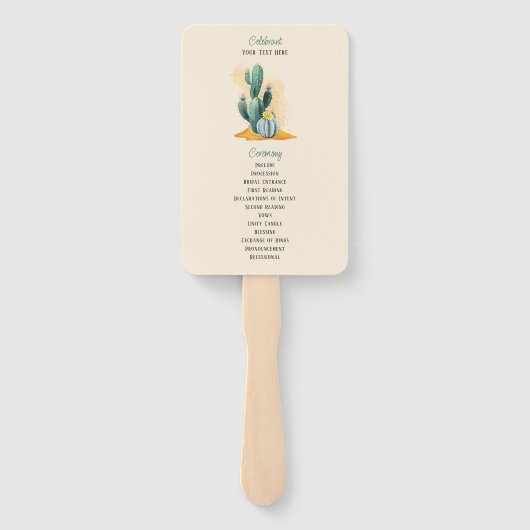 Cactus Wedding Fan Programma Handwaaier (Achterkant)