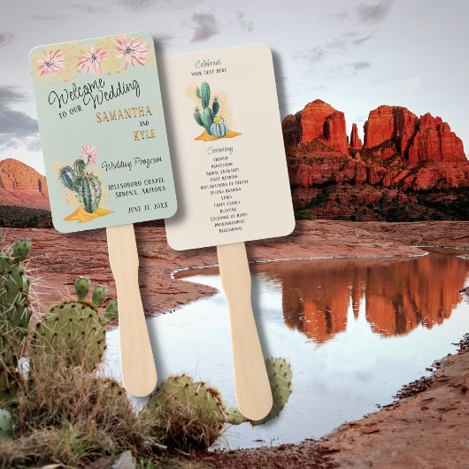 Cactus Wedding Fan Programma Handwaaier