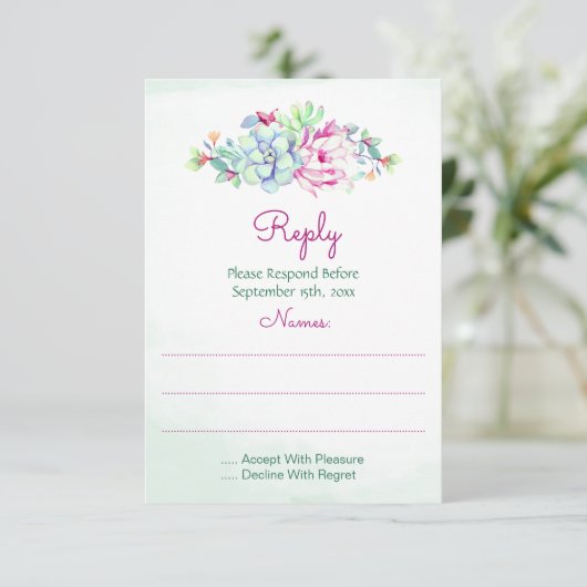 Cactus Wedding Reply Kaarten RSVP Kaartje (Staand voorkant)