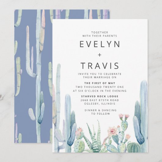 Cactus Wedding Uitnodiging (Voorkant / Achterkant)