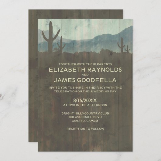  cactus Wedding-uitnodigingen Kaart (Voorkant / Achterkant)
