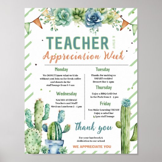 Cactus Week van de waardering voor leraren Itinera Poster (Voorkant)