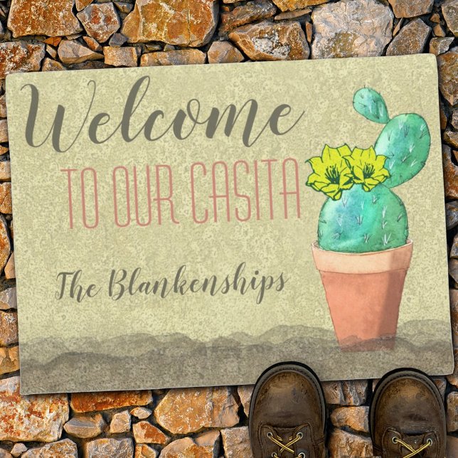 Cactus WELCOME Doormat van de Waterverf van het zu Deurmat (Creator heeft geüpload)