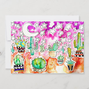 Cactus Wenskaart Feestdagenkaart