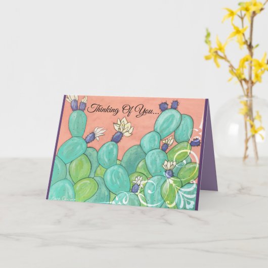 Cactus Wenskaart Kaart (Gele Bloem)