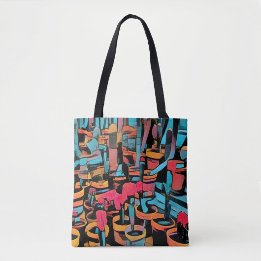 Cactus wereld gestileerd overal print Canvas tas (Voorkant)