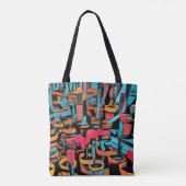 Cactus wereld gestileerd overal print Canvas tas (Achterkant)