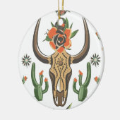 Cactus Western Land Azteekse Bull Skull Keramisch Ornament (Links)