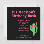 Cactus Western Themafeest Kaart (Achterkant)