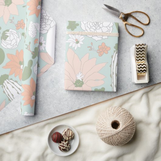 Cactus Whimsical Floral Pattern Cadeaupapier (Crafts)
