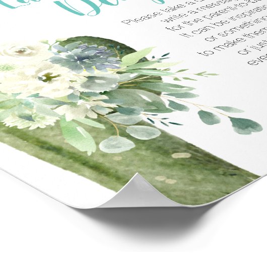 Cactus White Flowers Late Night Diapers Sign Poster (Hoek)