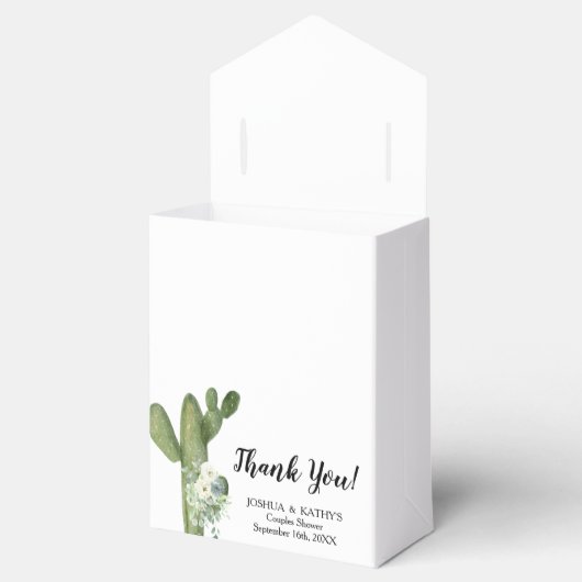 Cactus White Flowers Pampas Grass Party Bedankdoosjes (Geopend)