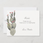 Cactus wil je mijn bruidsmeisje Kaart zijn (Achterkant)