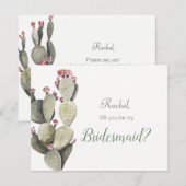 Cactus wil je mijn bruidsmeisje Kaart zijn (Voorkant / Achterkant)