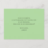 Cactus, wil je mijn bruidsmeisje zijn. Groene cact Uitnodiging Briefkaart (Achterkant)