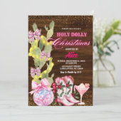 Cactus Wild West Pink Girl Christmas Party Kaart (Staand voorkant)