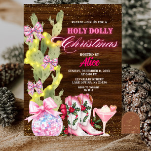 Cactus Wild West Roze Meisje Kerstfeest Kaart
