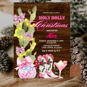 Cactus Wild West Roze Meisje Kerstfeest Kaart