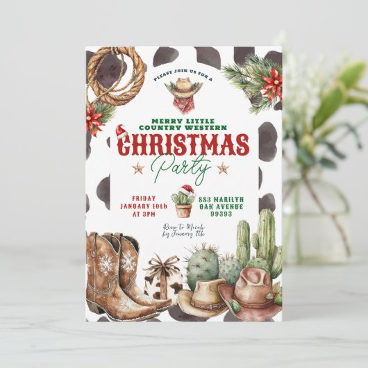 Cactus Wild West Western Kerstfeest Kaart (Staand voorkant)