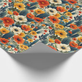 Cactus Wilde Bloemen Rode Crème Bloemen Decoupage Cadeaupapier (Hoek)