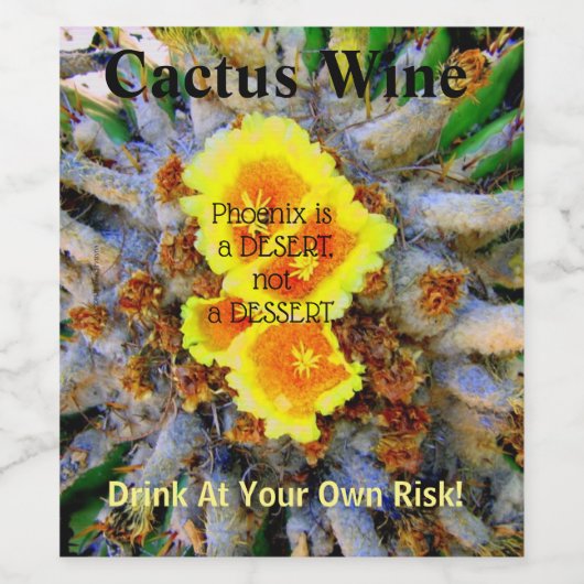 CACTUS WINE DRINK OP EIGEN RISICO WIJN ETIKET (Enkel label)