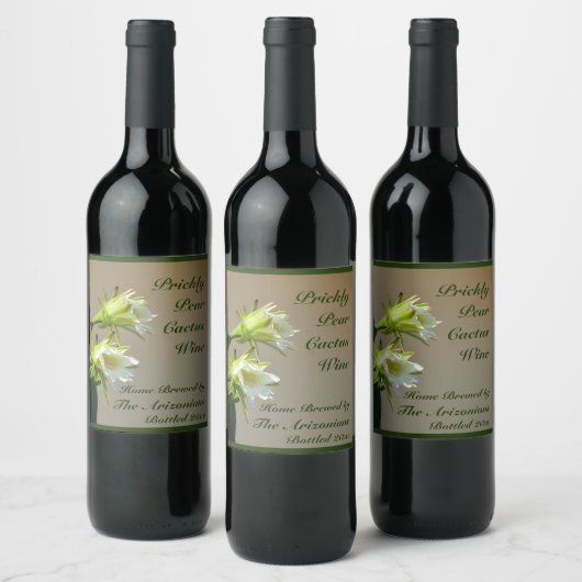 Cactus Wine Prickly Pear Flowers Wine Label Wijn Etiket (Flessen)